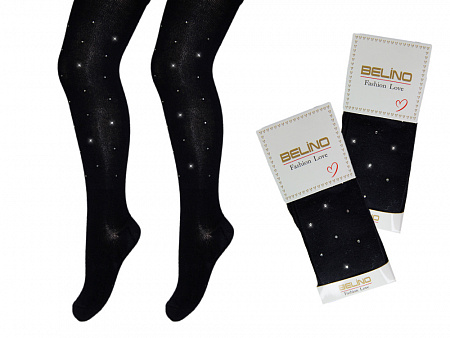 Колготки черные со стразами для девочки  BELINO