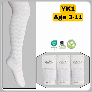 Колготки жаккардовые белые для девочки  BELINO
